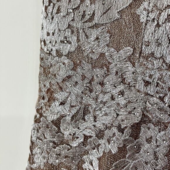 Rene Ruiz Neiman Marcus Sweetheart Metallic Lace Formal Dress Gold Women’s 18 - Picture 5 of 16